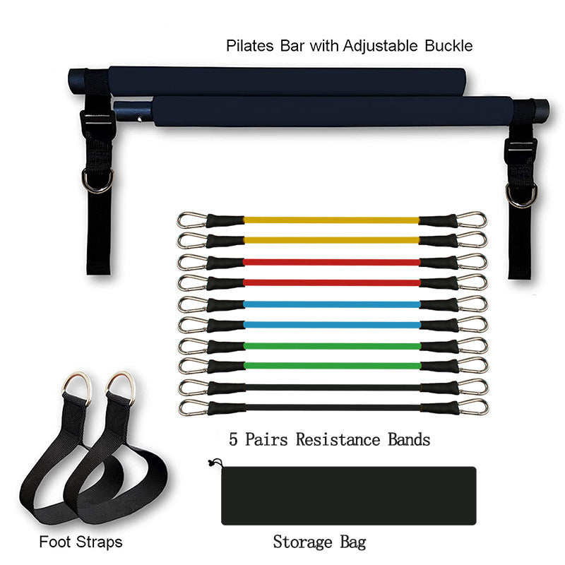Barre de fitness, yoga, pilates, accessoires de gym portables, bandes élastiques de résistance pour musculation, équipement d'entraînement à domicile