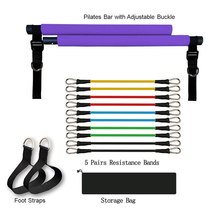 Barre de fitness, yoga, pilates, accessoires de gym portables, bandes élastiques de résistance pour musculation, équipement d'entraînement à domicile