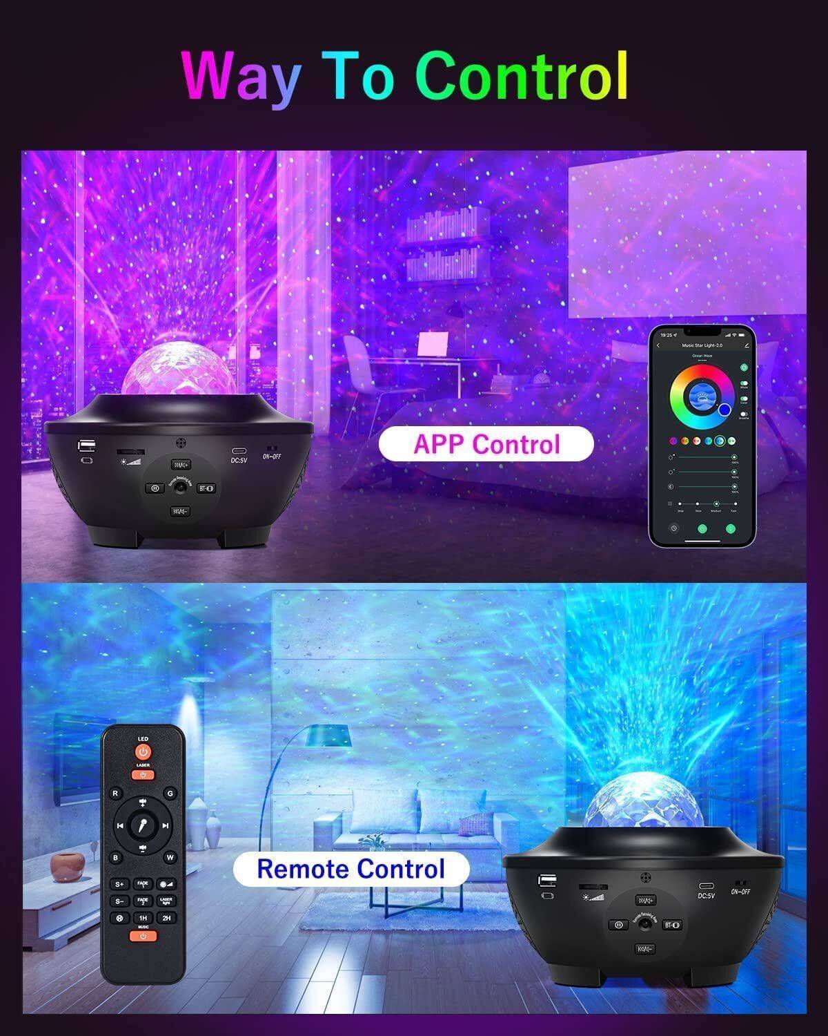 Projecteur LED de nuit étoilée avec application intelligente