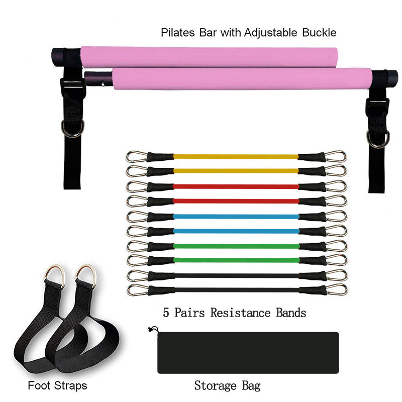 Barre de fitness, yoga, pilates, accessoires de gym portables, bandes élastiques de résistance pour musculation, équipement d'entraînement à domicile