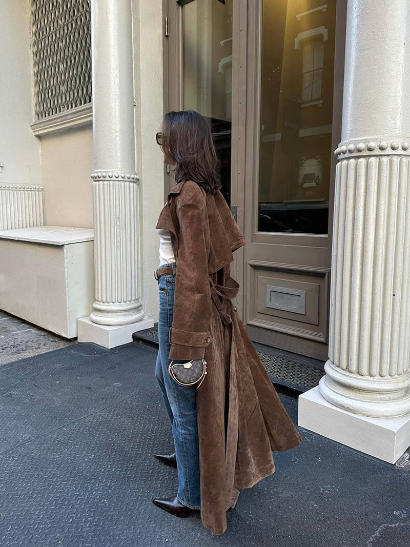 Faux Suede Trenchcoat