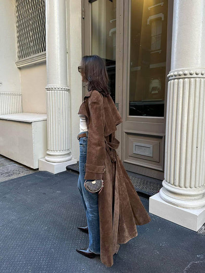 Faux Suede Trenchcoat